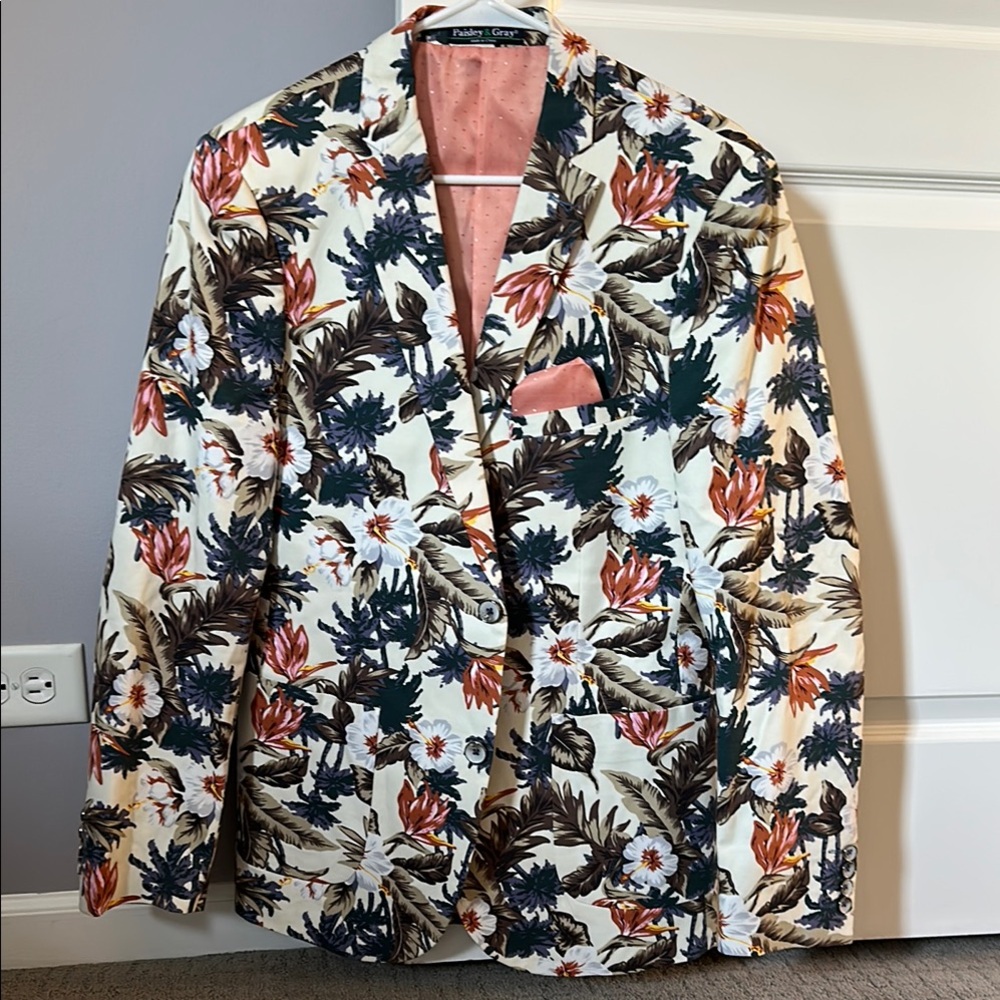 Floral Blazer with Tropical Print